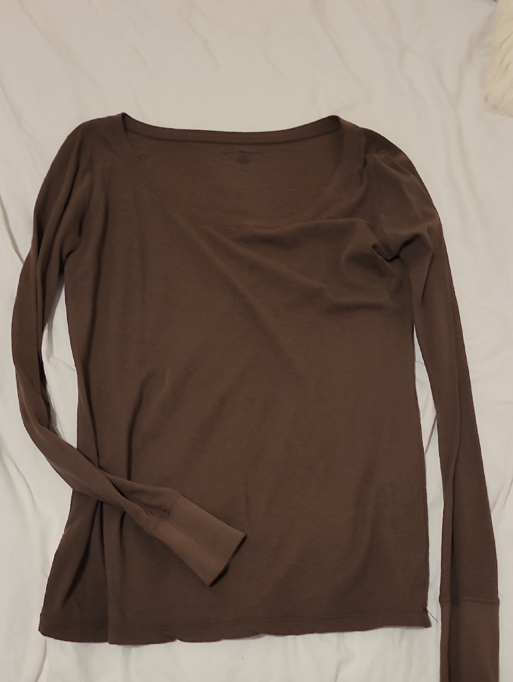 Brandy Melville Brown Long Sleeve Scoop Neck Top